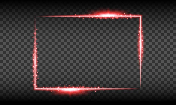 Red Neon Rectangle Frame Glow Border Frame Shining Effects Sign — Stock Vector