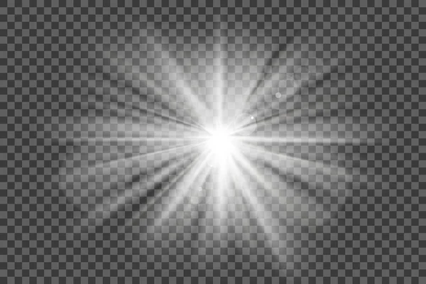 Scheinwerfer Mit Strahlend Weißem Licht Das Die Bühne Auf Transparentem — Stockvektor