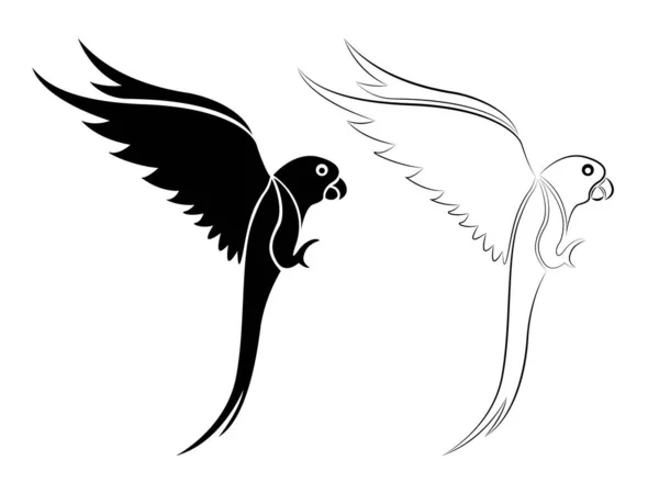 Ikona Papugi Sylwetka Latający Ptak Odizolowany Białym Tle Ilustracja Wektor — Wektor stockowy