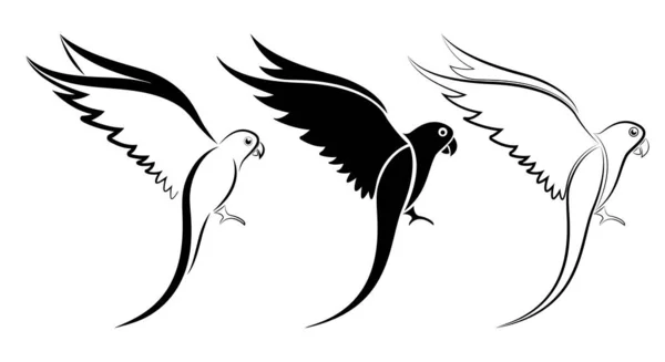 Ikona Papugi Sylwetka Latający Ptak Odizolowany Białym Tle Ilustracja Wektor — Wektor stockowy
