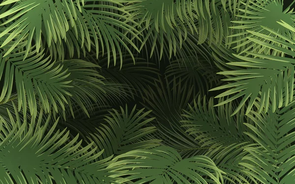 Fundo Tropical Brilhante Com Folha Palmeira Vetor Plantas Selva — Vetor de Stock