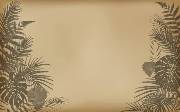 ヴィンテージの背景に自然の葉の熱帯雨林を描きます アンティークテクスチャレトロスタイル ベクトルイラスト — ストックベクタ