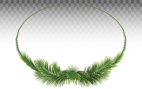 Palmblätterrahmen Grünes Naturblatt Kreisrand Hochzeitseinladungsdesign Tropischen Stil Vektorillustration — Stockvektor