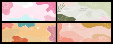 Soyut tropikal yaprak seti. orman tropikal arkaplan, bitki vektörü