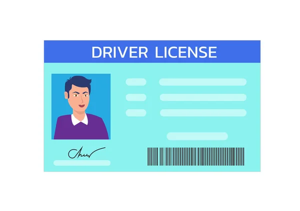 附有照片的汽车驾驶证 身份证 个人资料 平面风格卡通画矢量 — 图库矢量图片