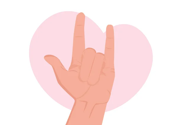 孤立した手の記号手の記号は 私は9月23日の手話の日のためにあなたを愛していることを意味します フラットスタイル漫画ベクトルイラスト — ストックベクタ