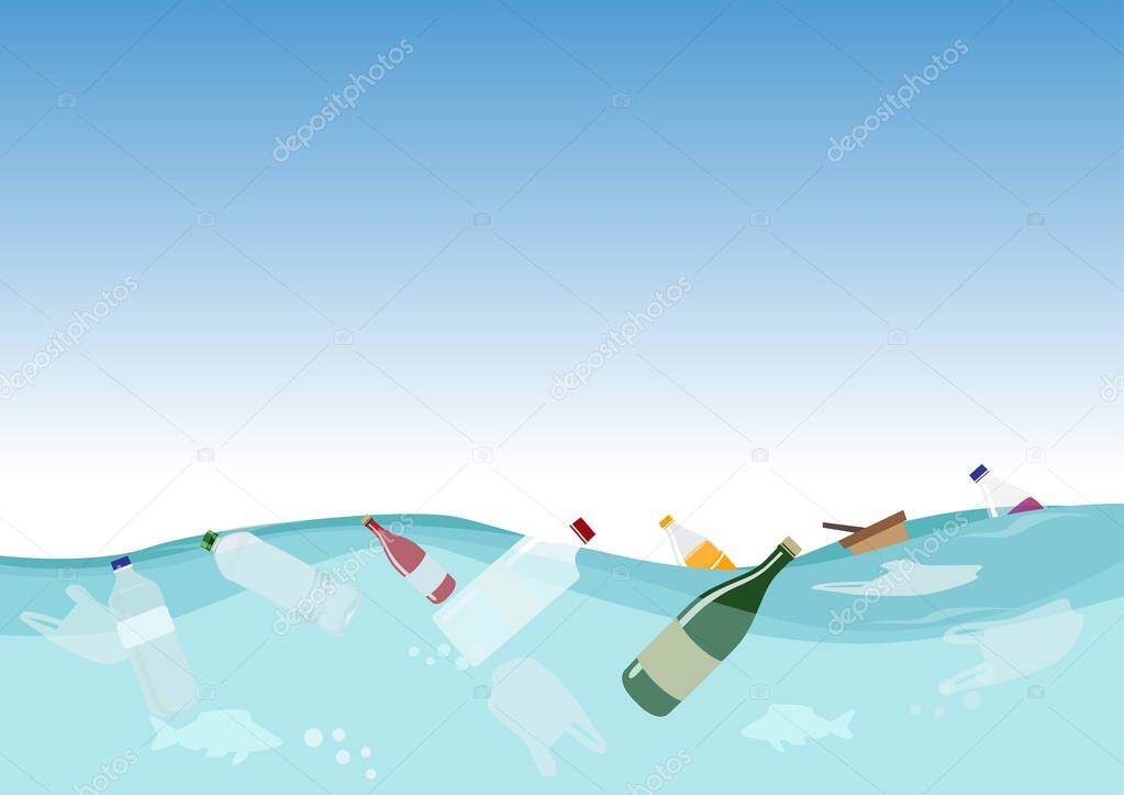 How to reduce plastic pollution in our oceans without floating garbage. Sustainability concept protecting the environment flat style cartoon vector illustration