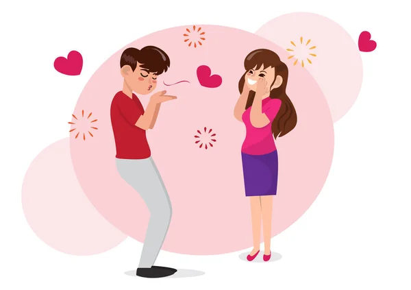 Kärlek Romantisk Dejting Profil Bild Glada Unga Par Och Älskare — Stock vektor