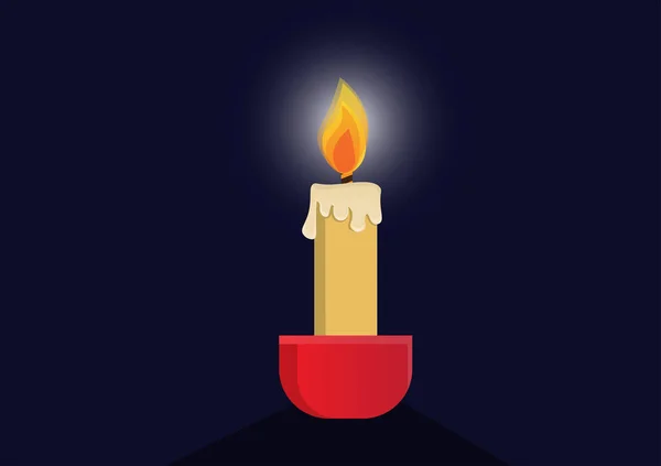 Velas Encendidas Sobre Fondo Azul Oscuro Vela Conmemorativa Ilustración Vectorial — Vector de stock