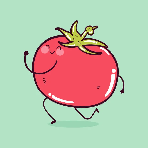 Χαρούμενη Χαριτωμένη Χαμογελαστή Αστεία Ντομάτα Καβάι Χαριτωμένος Χαρακτήρας Μασκότ Ντομάτας — Διανυσματικό Αρχείο