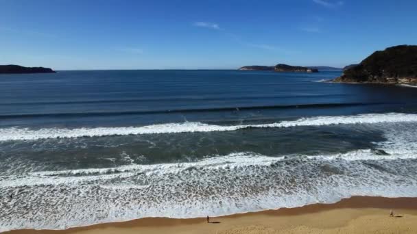Luftutsikt Över Havet Vacker Vår Europa Umina Beach Central Coast — Stockvideo
