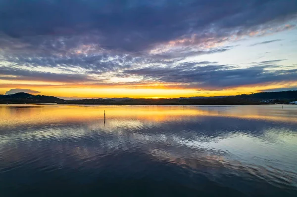 Lever Soleil Nuages Reflets Woy Woy Waterfront Sur Côte Centrale — Photo