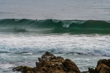 Cuttagee Beach ob 'da deniz kenarında sisli bir sabah. Avustralya, NSW' nin Sapphire Sahili 'nde..