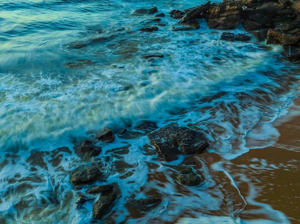 Aerial Sunrise Sea Cape Headland Rocks Killcare Beach Central Coast — Foto de Stock