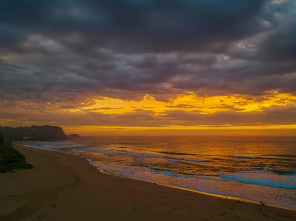 Shades Pink Blue Aerial Sunrise Avoca Lagoon Avoca Beach Central — Fotografia de Stock