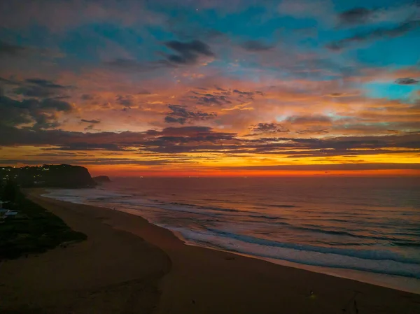 Shades Pink Blue Aerial Sunrise Avoca Lagoon Avoca Beach Central — Foto de Stock