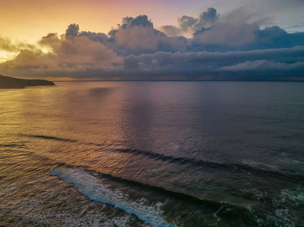 Paysage Marin Lever Soleil Avec Nuages Pluie Killcare Beach Sur — Photo