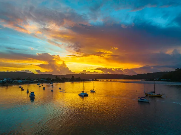 Grazioso Cielo Alba Sul Canale Ettalong Beach Sulla Costa Centrale — Foto Stock