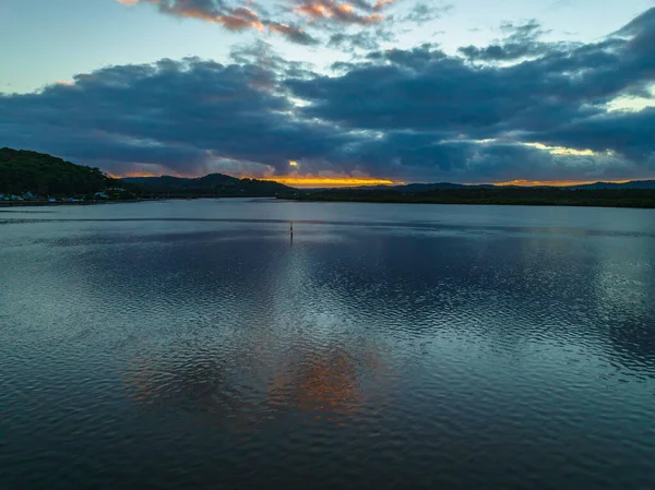 Luchtfoto Zonsopgang Boven Baai Met Wolken Bij Woy Woy Aan — Stockfoto