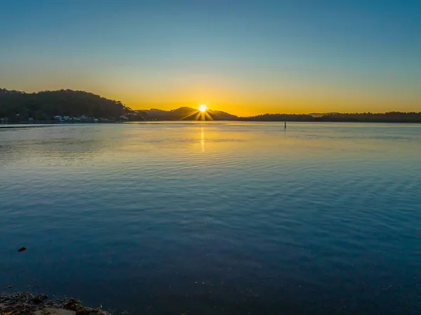 Aerial Sunrise Waterfront Cloudless Sky Woy Woy Central Coast Nsw — стоковое фото