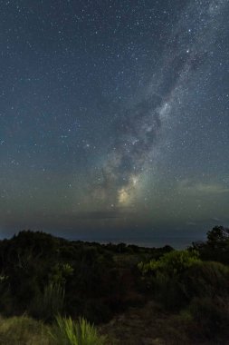 Gecenin karanlığında Samanyolu 'nda yıldızlar Box Head, Killcare, NSW, Avustralya' da.