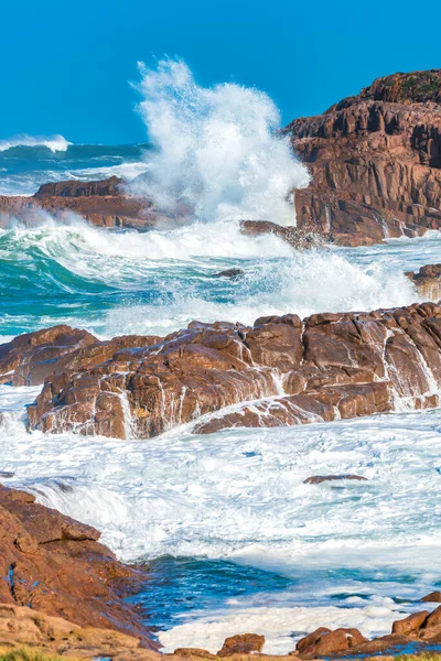 Blanch Reserve Birrubi Beach Anna Bay Mares Turbulentos Golpeando Costa — Foto de Stock