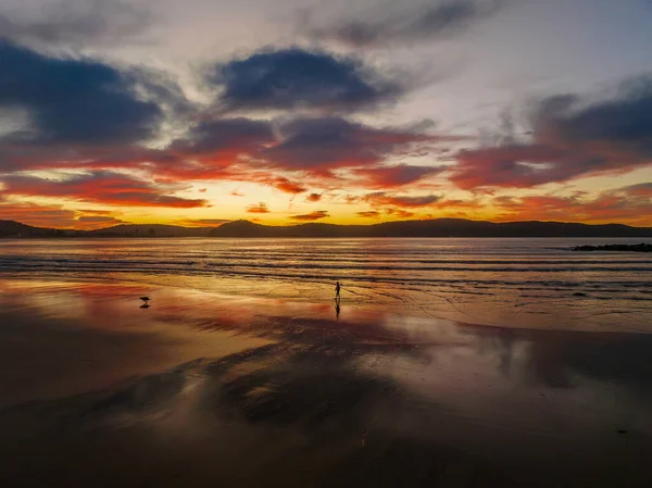 Sonnenaufgang Aus Der Luft Strand Mit Bunten Hohen Wolken Umina — Stockfoto