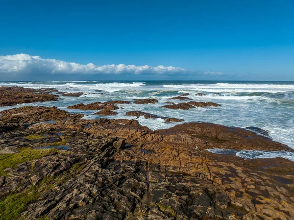 Blanch Reserve Birrubi Beach Anna Bay Mares Turbulentos Golpeando Costa — Foto de Stock