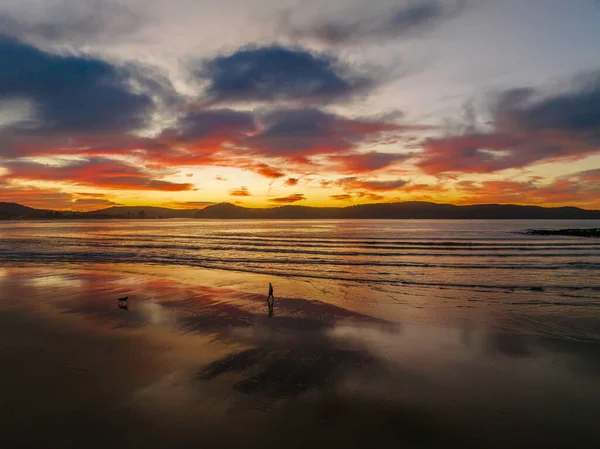 Lever Soleil Aérien Plage Avec Nuages Hauts Colorés Umina Point — Photo