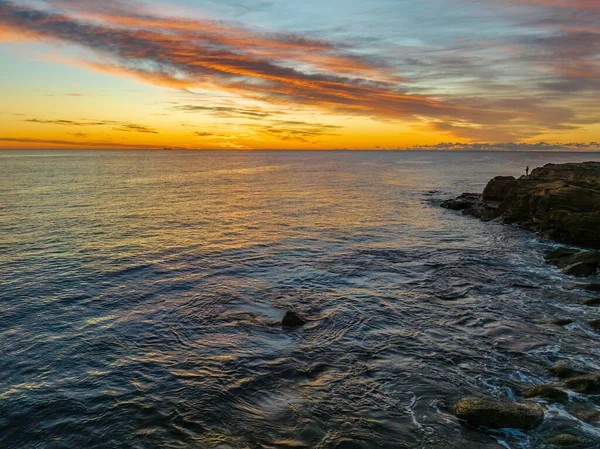 Aerial Sunrise Sea Cape High Cloud Avoca Beach Central Coast — Zdjęcie stockowe