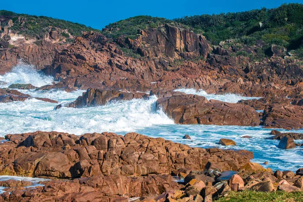 Blanch Reserve Birrubi Beach Anna Bay Turbulent Seas Battering Eastern — Stock Photo, Image