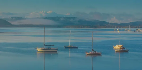 Foggy Sunrise Panorama Brisbane Water Koolewong Tascott Central Coast Nsw — Φωτογραφία Αρχείου