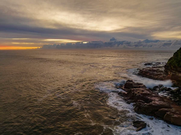 Aerial Sunrise Seascape High Cloud Avoca Beach Central Coast Nsw — Φωτογραφία Αρχείου