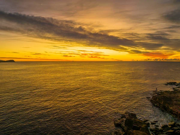 Aerial Sunrise Seascape High Cloud Avoca Beach Central Coast Nsw — Stock Photo, Image
