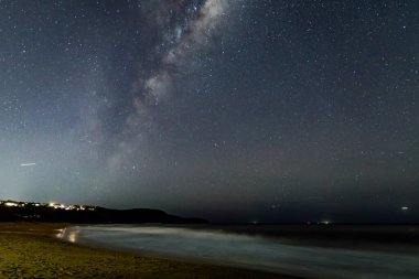Milky Way and stars in the night sky at Killcare Beach, Central Coast, Australia.