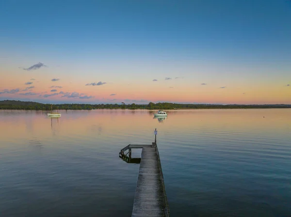 Winterliche Wasserlandschaft Bei Sonnenuntergang Tilligerry Creek Der Lemon Tree Passage — Stockfoto