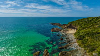 Forster-Tuncurry, NSW, Avustralya 'daki Barrington Sahili' nde gündüz deniz manzarası.