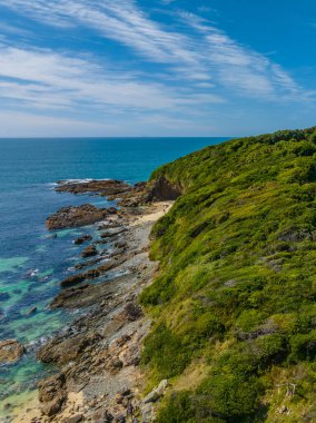Forster-Tuncurry, NSW, Avustralya 'daki Barrington Sahili' nde gündüz deniz manzarası.