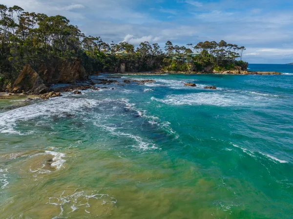 Capul Maritim Aerian Plaja Denhams Coasta Sud Nsw Australia — Fotografie, imagine de stoc