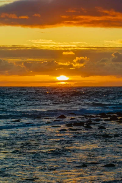 Воздушный Восход Солнца Берегу Моря Облаками Волнами Пляже Macmasters Beach — стоковое фото