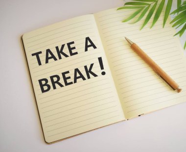 Not Defteri, iş konsepti, Üst Görünüm düzlüğü ile yazılmış bir ara metni al