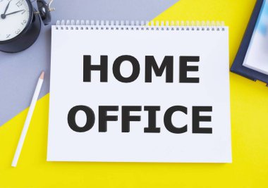 Working from home remote work inspirational social media lightbox message board next to Notebook and co for COVID-19 quarantine closure of all businesses
