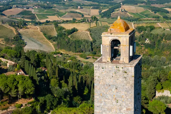Pequena Cidade Medieval San Gimignano Vista Topo Principal Torre Antiga — Fotografia de Stock