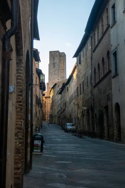 San Gimignano Toszkána Középkori Kisvárosának Főutcája — Stock Fotó