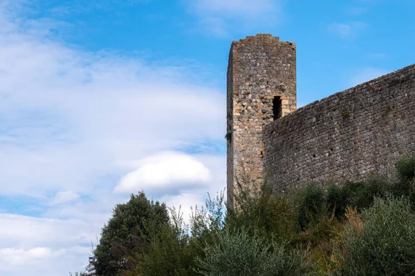 Gebäude Der Kleinen Mittelalterlichen Stadt Monteriggioni Toskana — Stockfoto