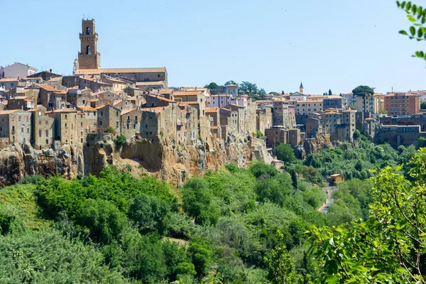 Widok Małe Średniowieczne Miasteczko Pitigliano Toskania — Zdjęcie stockowe