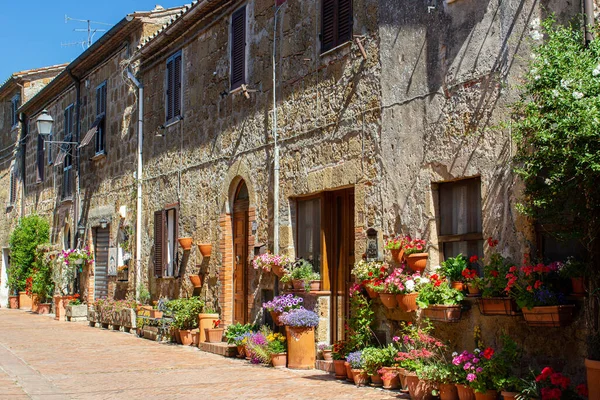 Street Buildings Little Medieval Town Sovana Tuscany Italy — стокове фото