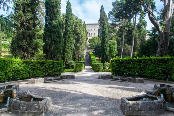 Viale Centrale Nei Giardini Della Magnifica Villa Este Tivoli Provincia — Foto Stock