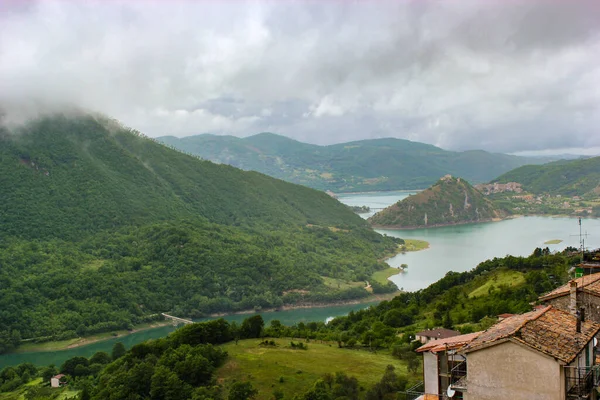 Blick Auf Den Turano See Provinz Rieti Latium Italien Während — Stockfoto