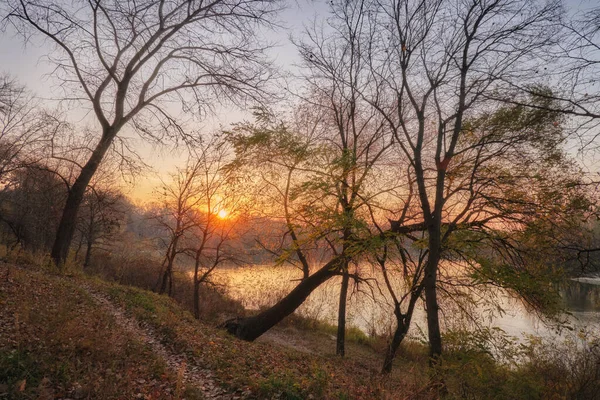 sunrise over the autumn river